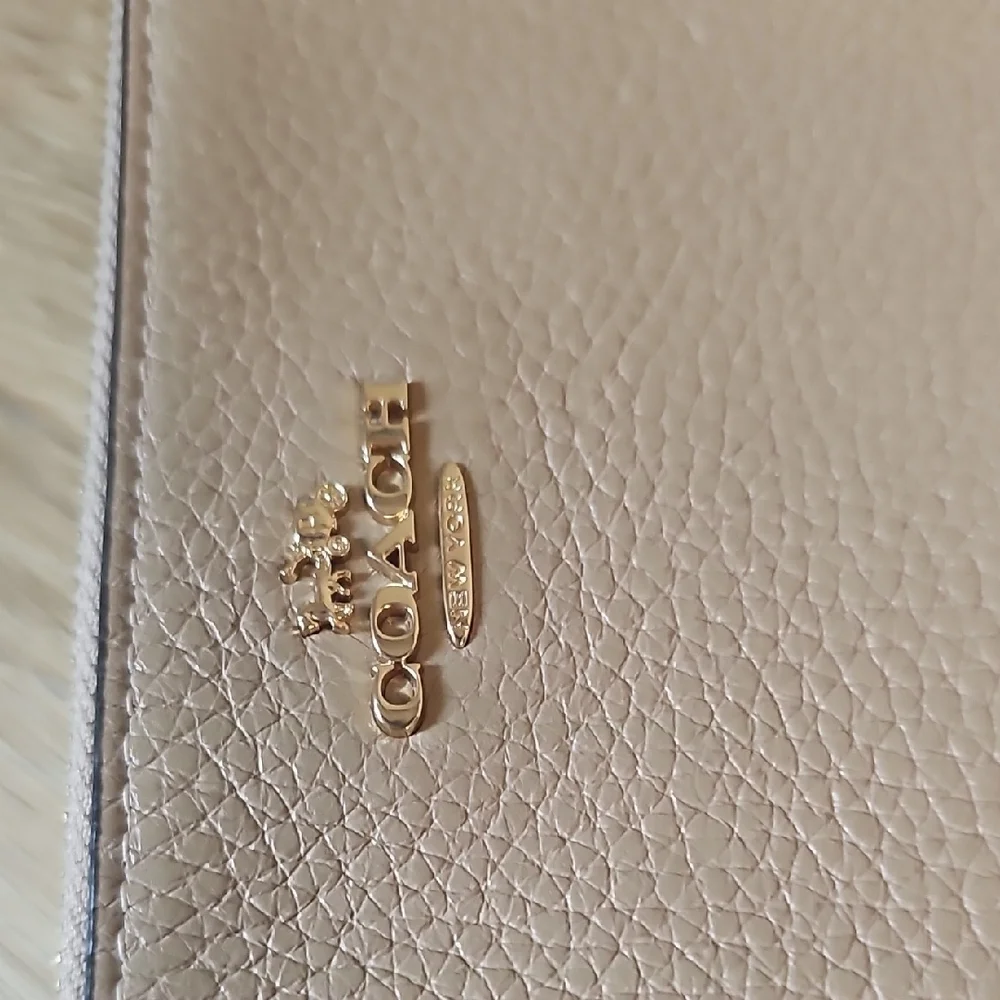 Coach Tan Pebbled Leather Wristlet